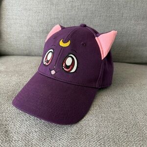 Sailor Moon Luna Cat Face Snapback Hat Violet Crystal Season 3 Naoko Cosplay